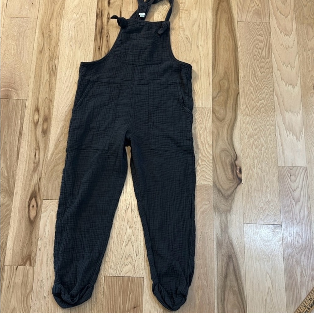 Aerie Charcoal Textured Overalls